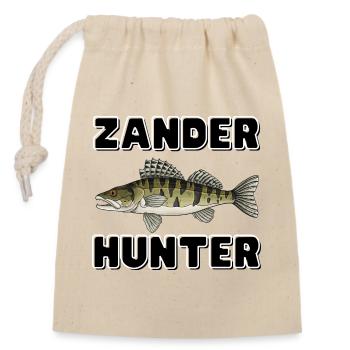 Zander Hunter – Predator-Angelhemd - Verschließbarer Geschenkbeutel aus Baumwolle (14x20cm) - Natur - Vorne