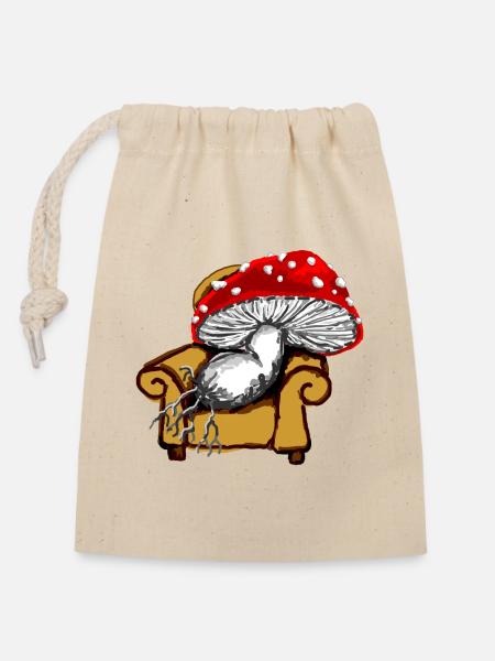 Pilz - Verschließbarer Geschenkbeutel aus Baumwolle (14x20cm) - Natur