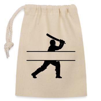 Bannière de nom propre de cricket - Sac cadeau en coton avec cordon (14 x 20 cm) - nature - Devant
