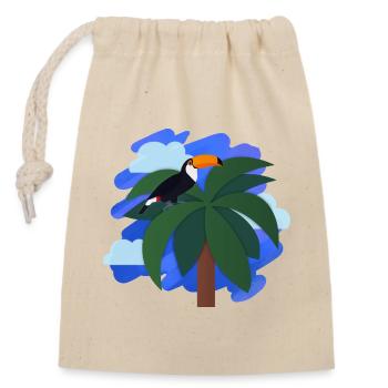 Toucan (palm tree, sky) - Closable cotton gift bag (14x20cm) - nature - Front