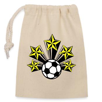 Football avec des stars - Sac cadeau en coton avec cordon (14 x 20 cm) - nature - Devant