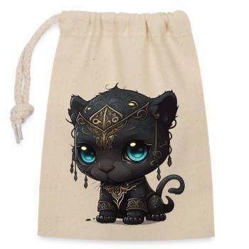 Panthère - Sac cadeau en coton avec cordon (14 x 20 cm) - nature - Devant