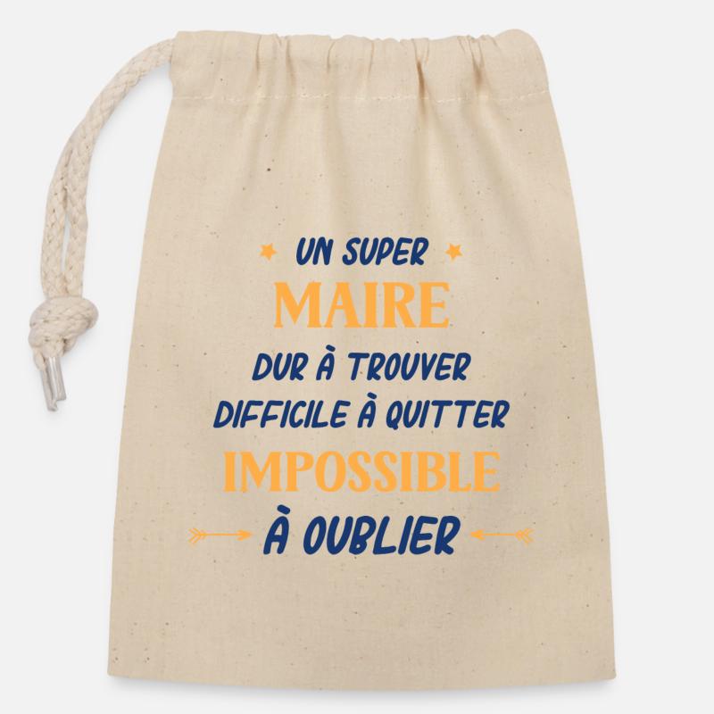 Un super Maire - Sac cadeau en coton avec cordon (14 x 20 cm) - nature