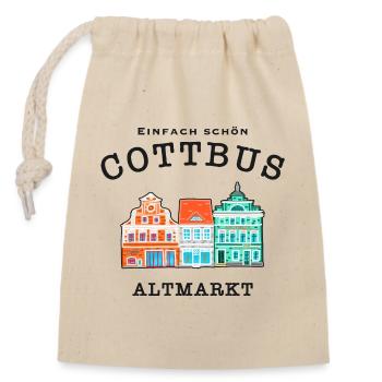 Cottbus Altmarkt, Einfach schön - Verschließbarer Geschenkbeutel aus Baumwolle (14x20cm) - Natur - Vorne