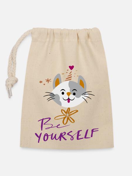 be yourself - Verschließbarer Geschenkbeutel aus Baumwolle (14x20cm) - Natur