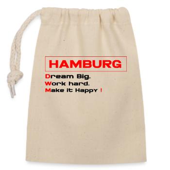 Hamburg Work hard - Verschließbarer Geschenkbeutel aus Baumwolle (14x20cm) - Natur - Vorne