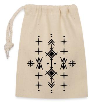 Motif berbère - Sac cadeau en coton avec cordon (14 x 20 cm) - nature - Devant
