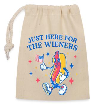 Ich bin nur hier für die Wieners Lustiger Vierter Juli - Verschließbarer Geschenkbeutel aus Baumwolle (14x20cm) - Natur - Vorne