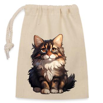 Maine Coon Cat - Closable cotton gift bag (14x20cm) - nature - Front