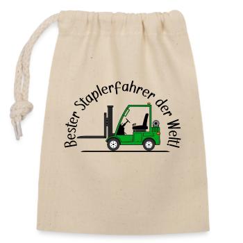Staplerfahrer grün bester Staplerfahrer der Welt - Verschließbarer Geschenkbeutel aus Baumwolle (14x20cm) - Natur - Vorne