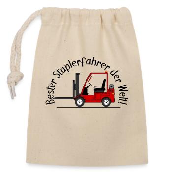 Staplerfahrer rot beste Staplerfahrer der Welt - Verschließbarer Geschenkbeutel aus Baumwolle (14x20cm) - Natur - Vorne