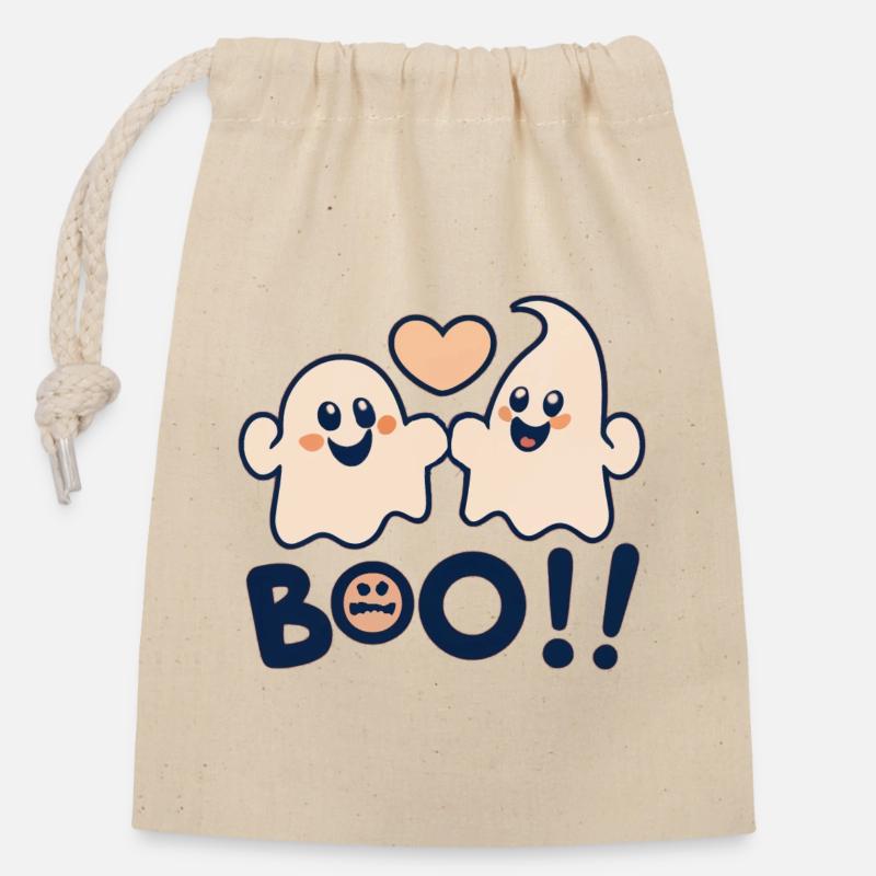 boo - Verschließbarer Geschenkbeutel aus Baumwolle (14x20cm) - Natur