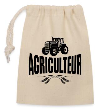 agriculture, agriculteur, fermier - Sac cadeau en coton avec cordon (14 x 20 cm) - nature - Devant