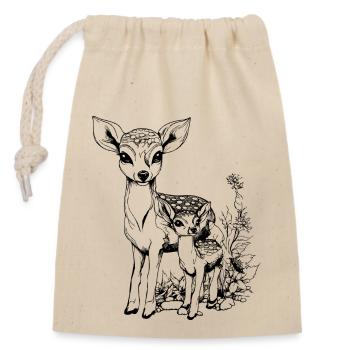 Deer with fawn - Closable cotton gift bag (14x20cm) - nature - Front