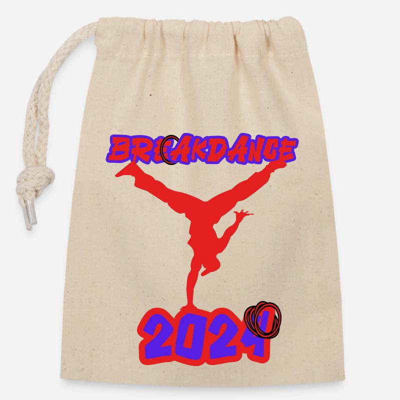 Paris Breakdance Hip-Hop 2024 - Sac cadeau en coton avec cordon (14 x 20 cm) - nature