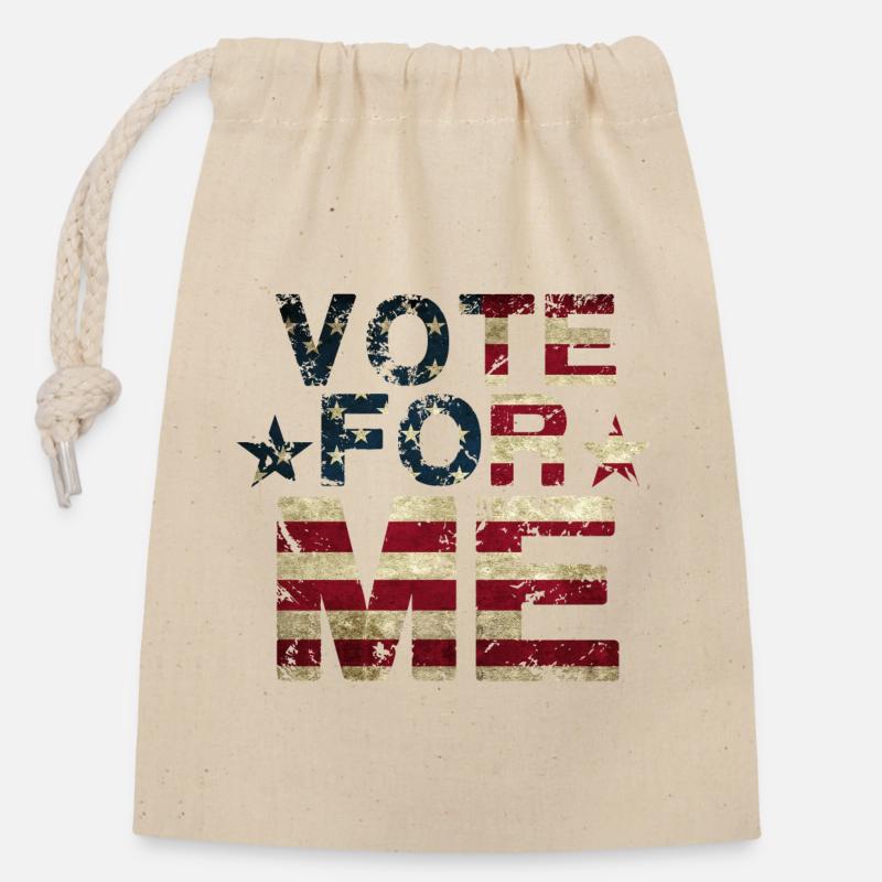 Vote for ME - Closable cotton gift bag (14x20cm) - nature