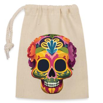 Calaveras Schädel - Verschließbarer Geschenkbeutel aus Baumwolle (14x20cm) - Natur - Vorne