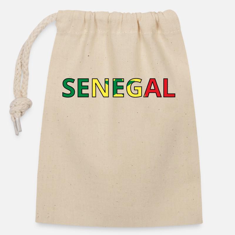 Drapeau Sénégal - Sac cadeau en coton avec cordon (14 x 20 cm) - nature