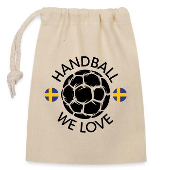 We Love Handball Sweden Handball Player Illustration - Closable cotton gift bag (14x20cm) - nature - Front
