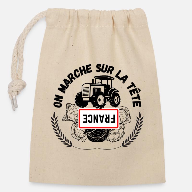 Agriculteurs français - Sac cadeau en coton avec cordon (14 x 20 cm) - nature