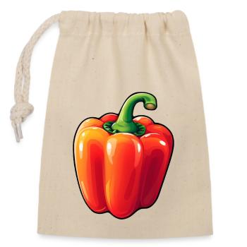 Red bell pepper - Closable cotton gift bag (14x20cm) - nature - Front