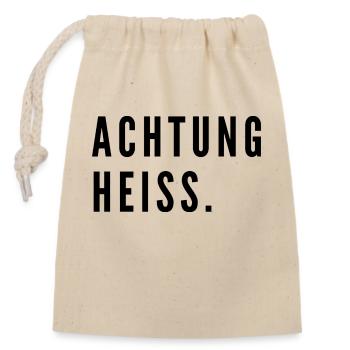 Achtung heiß - Verschließbarer Geschenkbeutel aus Baumwolle (14x20cm) - Natur - Vorne