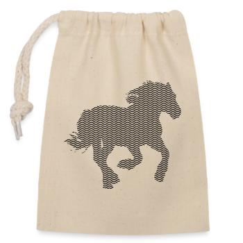 CHEVAL. POULAIN. JUMENT. ANIMAL. ANIMAUX. NATURE. - Sac cadeau en coton avec cordon (14 x 20 cm) - nature - Devant