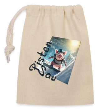 Pistensau - Closable cotton gift bag (14x20cm) - nature - Front