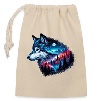 Loup - Sac cadeau en coton avec cordon (14 x 20 cm) - nature - Devant