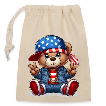 Ourson Cool - Sac cadeau en coton avec cordon (14 x 20 cm) - nature - Devant