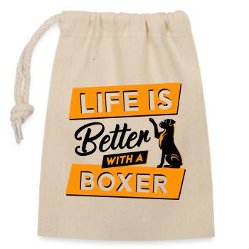 Life is Better with a Boxer - Vector Design - Closable cotton gift bag (14x20cm) - nature - Front