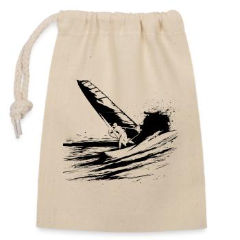 Windsurfing - Closable cotton gift bag (14x20cm) - nature - Front