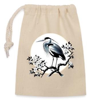 Héron blanc gris Japon Japon - Sac cadeau en coton avec cordon (14 x 20 cm) - nature - Devant