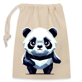Polygon Panda - Verschließbarer Geschenkbeutel aus Baumwolle (14x20cm) - Natur - Vorne