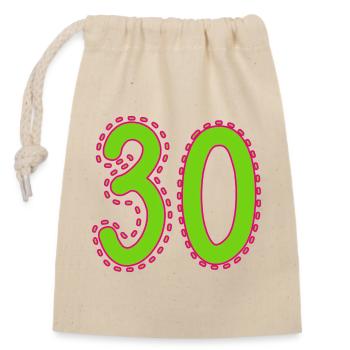 30. 30 JAHRE. 30. JAHRESTAG. 30-JÄHRIGES JUBILÄUM. - Verschließbarer Geschenkbeutel aus Baumwolle (14x20cm) - Natur - Vorne