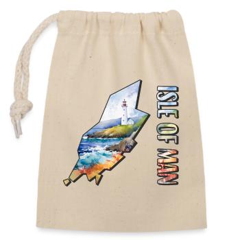 Watercolor Map Isle of Man - Closable cotton gift bag (14x20cm) - nature - Front