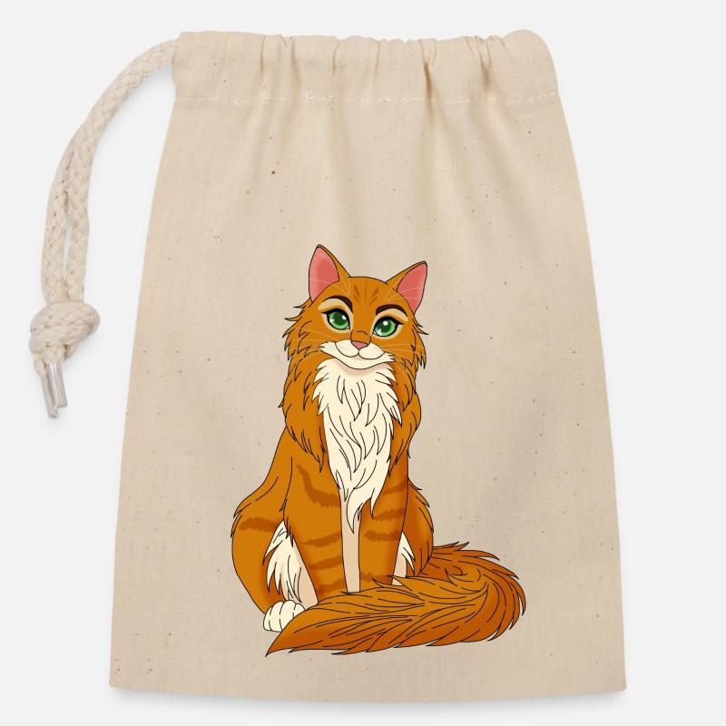 Luna chat - Sac cadeau en coton avec cordon (14 x 20 cm) - nature