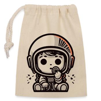 Helmeted Baby Ready to Ride - Closable cotton gift bag (14x20cm) - nature - Front