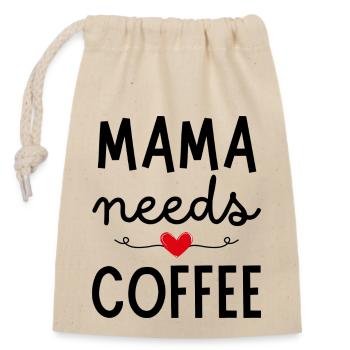 Mama needs Coffee - Closable cotton gift bag (14x20cm) - nature - Front