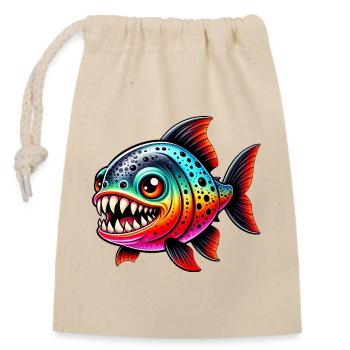 Piranha - Sac cadeau en coton avec cordon (14 x 20 cm) - nature - Devant