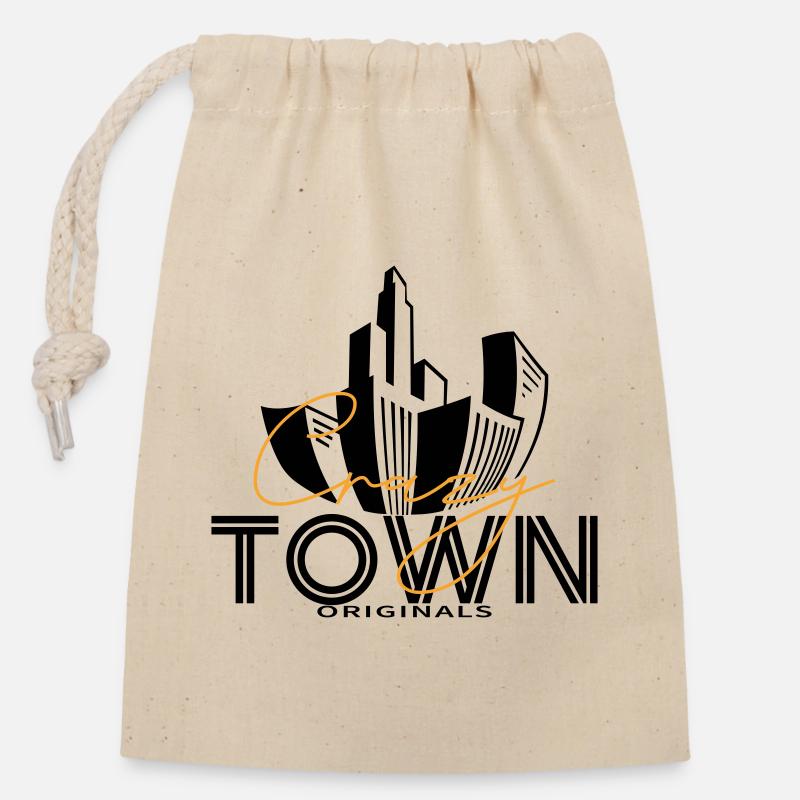 Ville folle - Sac cadeau en coton avec cordon (14 x 20 cm) - nature
