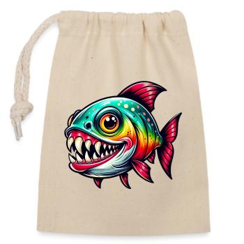Piranha - Verschließbarer Geschenkbeutel aus Baumwolle (14x20cm) - Natur - Vorne