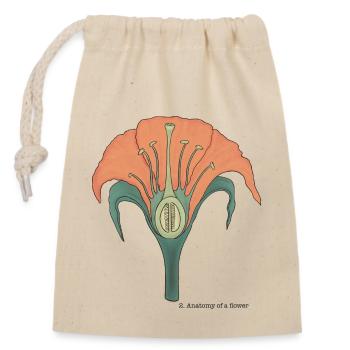 Die Anatomie der Blume - Verschließbarer Geschenkbeutel aus Baumwolle (14x20cm) - Natur - Vorne