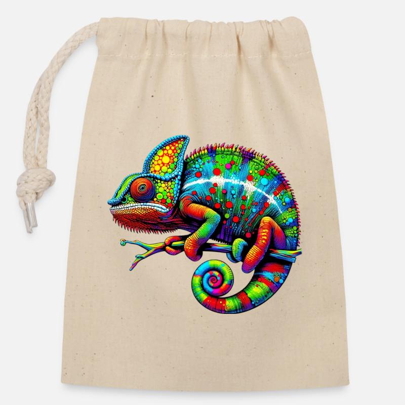 Chameleon - Closable cotton gift bag (14x20cm) - nature