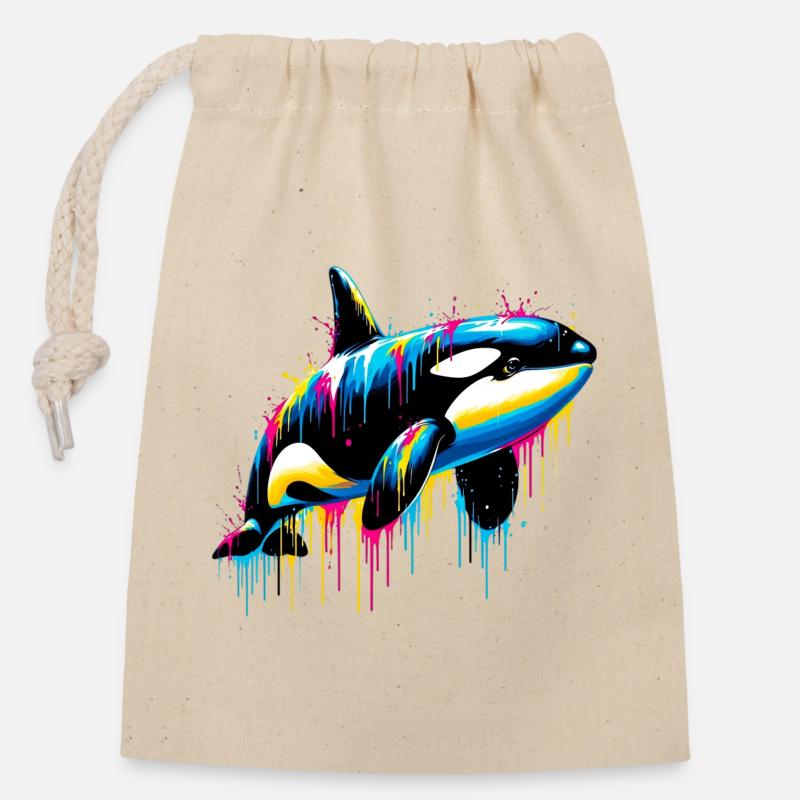 Orque - Sac cadeau en coton avec cordon (14 x 20 cm) - nature