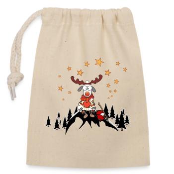 Noël avec le cœur - Sac cadeau en coton avec cordon (14 x 20 cm) - nature - Devant