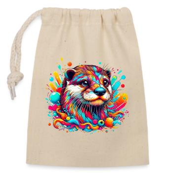 Otter - Closable cotton gift bag (14x20cm) - nature - Front