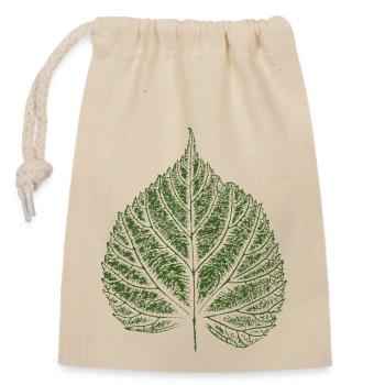 Feuille de tilleul / Feuille de tilleul - Sac cadeau en coton avec cordon (14 x 20 cm) - nature - Devant