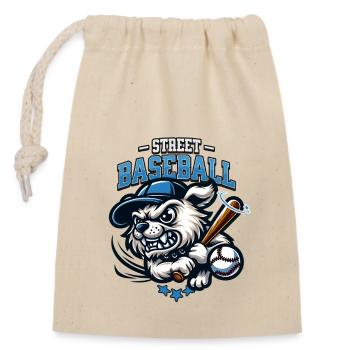 Street Baseball - Closable cotton gift bag (14x20cm) - nature - Front