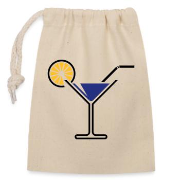 Cocktail / Verre à cocktail / Martini + (Bleu) - Sac cadeau en coton avec cordon (14 x 20 cm) - nature - Devant